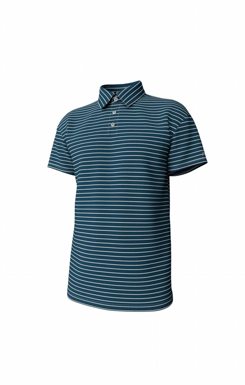 NEW SOUTHERN POINT CO. men's horizon stripe performance polo in mallard blue